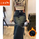 紅蜻蜓牛仔褲女窄版直筒2025年秋季新款女裝高腰女士休閑闊腿加絨褲子女 加絨 水泥灰長(zhǎng)褲 2XL