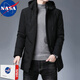 NASA BASE中長(cháng)款棉衣男士外套棉服羽冬季潮流衣服棉襖加厚絨冬裝男裝秋冬款 黑色 3XL (140-160斤)