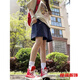 美梵朗夏季美式復古休閑短褲女寬松百搭薄款小個子外穿闊腿跑步運動熱褲 藏青色有口袋-短褲女夏天外穿 L 建議98-113斤-短褲女夏天外穿