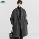 頂峰保羅（Dingfengbaoluo）韓版毛呢大衣男冬季中長(cháng)款加厚外套高級感雙排扣HK09上帝灰L