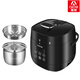 愛(ài)德（aide） 304不銹鋼內(nèi)膽0涂層電壓力鍋智能無(wú)涂層電飯煲家用煮粥多功能電飯鍋電高壓鍋煲湯1-2-3-4人L升 3L/黑色/2-4人加厚304單膽+單蒸盤(pán) 3L