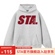 STA國(guó)潮牌字母logo印花連帽衛(wèi)衣重磅男女同款秋冬季上衣美式百搭帽衫 灰色(春秋 毛圈款) 2XL