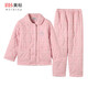 美標三層加厚保暖夾棉兒童純棉睡衣套裝女童秋冬大童全棉格子家居服 薔薇粉 155 (16號/155/70)