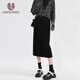 孕尚孕婦裝小個(gè)子春秋季半身裙時(shí)尚孕媽中長(cháng)款裙子寬松托腹開(kāi)叉孕婦裙 黑色 M