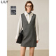 LILY冬新款女裝含綿羊毛V領(lǐng)貝殼繡無(wú)袖百搭通勤直筒裙連衣裙 501灰色 L
