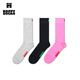 Happy Socks襪子女男士襪秋冬季純色白色襪中筒襪時(shí)尚純色運動(dòng)襪3雙裝 灰黑粉 3雙 M 36-40