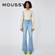 moussy 女裝新款水洗抓紋氣質(zhì)微喇休閑牛仔褲女010GSA12-1660 111淺藍色 S