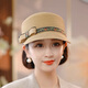布塔夏季冰絲科技草帽防曬遮陽帽女馬術帽騎士帽太陽帽民族風國風帽子 卡其