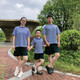 路卿程 夏季速干兒童圓領(lǐng)短袖T恤短褲體能服親子套裝?；晟劳笟馔负箤W(xué)校學(xué)生夏令營(yíng)拓展軍訓服訓練服 藍色 110CM
