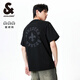 杰克·瓊斯（JACK&JONES） 新款重磅棉寬松復(fù)古哥特字母發(fā)泡印情侶短袖T恤男裝225101028