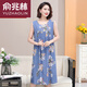 俞兆林夏季純棉透氣睡裙女中老年睡衣無(wú)袖連衣裙中長(cháng)款休閑家居服媽媽裝 2210款-無(wú)【一號色】 4XL【建議140-165斤左右】