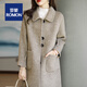 羅蒙（ROMON)雙面羊絨毛呢外套女2022秋冬新款中長(cháng)款韓式風(fēng)衣修身型羊毛呢子大衣外套 咖啡色 L