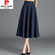 皮爾卡丹（pierre cardin）氣質(zhì)藍色毛呢半身裙女中長(cháng)款2025秋冬新款高腰a字裙大尺碼百褶傘 藍色 藏藍 XL