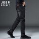 JEEP SPIRIT吉普牛仔褲男修身春夏季韓版褲子男士微彈小腳褲 黑色 36