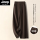 JEEP SPIRIT咖色毛呢闊腿褲男女秋冬2025新款高腰小個(gè)子九分休閑加厚直筒褲 毛呢-咖色-九分褲 30/2XL