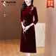 啄木鳥(niǎo)（TUCANO）媽媽秋裝金絲絨改良旗袍2025春秋季新款高貴洋氣喜婆婆喜媽媽禮服 酒紅色 2XL 【建議115-125斤】