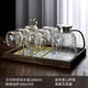 青蘋果（QINGPINGGUO） 耐熱玻璃冷水壺樹紋家用涼水壺杯大容量客廳玻璃壺泡茶壺套裝 樹皮壺+樹皮杯x6+海棠盤+愛心架