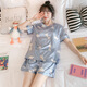 怡淑涵冰絲睡衣女夏季短袖短褲薄款少女生學(xué)生夏天家居服套裝可外穿 長頸鹿 XL （建議105-120斤）