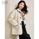 初申冬季厚款外套女仿羊羔毛保暖時(shí)尚牛角扣撞色寬松外套S144F6017