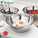 YOSHIKAWA 吉川 日本進(jìn)口304不銹鋼料理盆三件套 帶刻度加厚濾盆 洗菜盆 料理盆三件套（18cm 21cm 24cm）