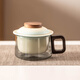 瓷牌茗茶具玻璃茶水分離泡茶杯辦公室帶蓋陶瓷內膽過(guò)濾創(chuàng  )意個(gè)人墩墩茶杯 青灰墩墩三件杯-陶瓷內膽（青）