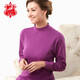 水晶豆女式半高領(lǐng)秋衣中老年人棉毛衫男線(xiàn)衣棉媽媽襯衣老人內衣保暖衣寬松薄款大碼春秋季 女-紫色 2XL