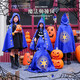 軒島萬(wàn)圣節兒童服裝扮成人cos玩具男孩禮物女巫魔法棒披風(fēng)斗篷衣面具 藍王子魔法披風(fēng)斗篷+權杖 南瓜燈籠衣服飾帽子討糖果袋面具cosplay