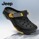 Jeep吉普男鞋2026新款春夏休閑涼拖鞋軟底防滑透氣男士沙灘鞋男女同款 黑色 43 -44