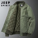 JEEP SPIRIT吉普旗艦厚款飛行員夾克男士秋冬季戶外休閑純棉水洗加棉加厚棉服 軍綠(加棉加厚） L /115-135斤