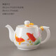 恒古（Heregur）青花陶瓷小號茶壺潮汕功夫茶具茶道配件茶器泡茶壺小容量家用單壺 春暖魚躍（200mL）小茶壺200ml