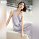 對白法式度假風(fēng)提花背心連衣裙女2025夏季新款設計感白色無(wú)袖長(cháng)裙 霧灰紫 M