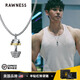 RAWNESS半鉆杠鈴項鏈 健身啞鈴吊墜男生鈦鋼鑲嵌鋯石潮牌項鏈契健半鉆杠鈴