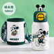 迪士尼（Disney）兒童保溫杯吸管直飲中小學(xué)生喝水杯子寶寶幼兒園上學(xué)不銹鋼飲水杯 6604米奇綠 580ml 雙飲款