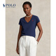 Polo Ralph Lauren 拉夫勞倫女裝 經(jīng)典款棉質(zhì)平紋針織V領(lǐng)T恤RL24238 410-海軍藍(lán) L