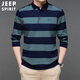 JEEP SPIRIT吉普 polo衫男條紋長(cháng)袖春秋T恤休閑翻領(lǐng)男裝 RYL28170 綠色 XL 