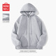 名創(chuàng)優(yōu)品（MINISO）連帽衛(wèi)衣男秋冬高級感灰色加絨情侶拉鏈開衫外套男士通勤上班穿搭 麻灰(純色) M 170 (30天質(zhì)量問題全額退)