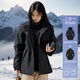 JEEP SPIRIT吉普沖鋒衣外套女冬季三合一加絨風衣女士戶外防風登山滑雪服裝男 黑色【女款】 L 【女款95-110斤/男款100-120斤】