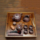 茗陽宜興真品紫砂壺純全手工原礦紫泥茶具套裝四方抽角泡茶壺茶盤整套 四方套壺 寧靜致遠款