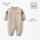 棉棉柔嬰兒連體衣秋冬款寶寶保暖衣純棉睡衣男女?huà)胗變阂路緤A棉哈衣 卡其色 100CM