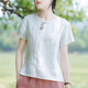 啄木鳥(niǎo)棉麻中式國風(fēng)t恤復古女裝夏季2025新款寬松休閑上衣短款短袖小衫 白色 L 建議100-120斤