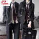安初夏dk制服西裝男套裝日系復古學(xué)生情侶jk班服學(xué)院風(fēng)春秋季西服外套潮 黑西服+白長(cháng)袖襯衫+西褲 男款 L
