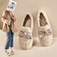 ZHR棉鞋女秋冬保暖一腳蹬豆豆鞋女外穿蝴蝶結毛毛鞋女 GZ07 杏色 37 