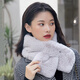 櫻蘇魚毛絨圍巾女冬季交叉圍脖加絨加厚防風(fēng)保暖韓版百搭可愛護(hù)頸脖套 毛絨--淺灰色