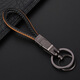 中邦中邦創(chuàng  )意手工編織鑰匙扣 男女情侶高檔環(huán)保超纖維皮鑰匙鏈雙環(huán)圈 黑鎳-黃黑皮