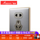 壁虎（BIHU）壁虎86型LED隨意點單控雙控墻壁開關(guān)家用不銹鋼墻壁開關(guān)插座套餐 五孔插座