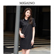 曼婭奴（MIGAINO）T恤連衣裙女2025夏新款polo領(lǐng)休閑風(fēng)撞色a字短裙子 夜幕黑 M 160/84A