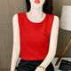 琉善紅色純棉吊帶背心女內搭寬松休閑百搭女士遮肚顯瘦無(wú)袖棉t恤外穿 紅色【笑臉mmile】 XL碼建議110-125斤