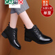 卡帝樂(lè )鱷魚(yú)（CARTELO）高幫皮鞋女靴子軟底馬丁靴系帶春秋季單靴2025新款真皮小短靴 9725-2(不加絨) 36
