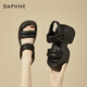 達芙妮（DAPHNE）厚底松糕涼鞋女2025夏季新款沙灘鞋女軟底坡跟增高羅馬鞋一字女鞋 黑色 36