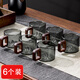 貞喜氣玻璃小茶杯6個(gè)套裝待客茶杯帶把手防燙品茗杯家用功夫茶杯小杯子 灰色110ml6只